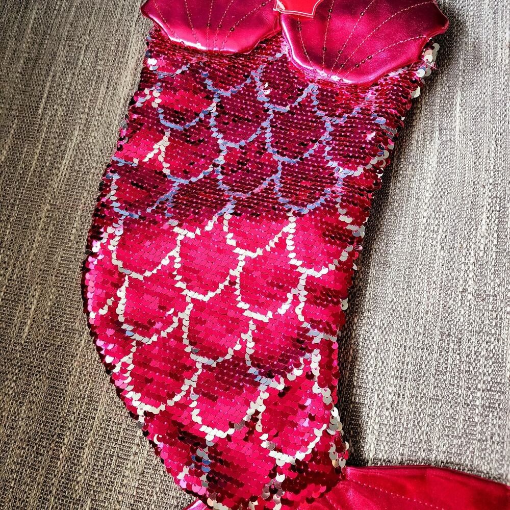 Mermaid Sparkel Holiday Time Fuchsia Hot Pink Sequins Mermaid Stocking